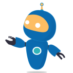 Generation AI logo: Het is een blauwe vriendelijke en zwevende robot (zonder benen).