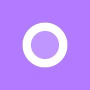 White circle on purple background